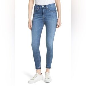 Rag & Bone High Rise Ankle Skinny in Clean Lily Dale Raw Hem